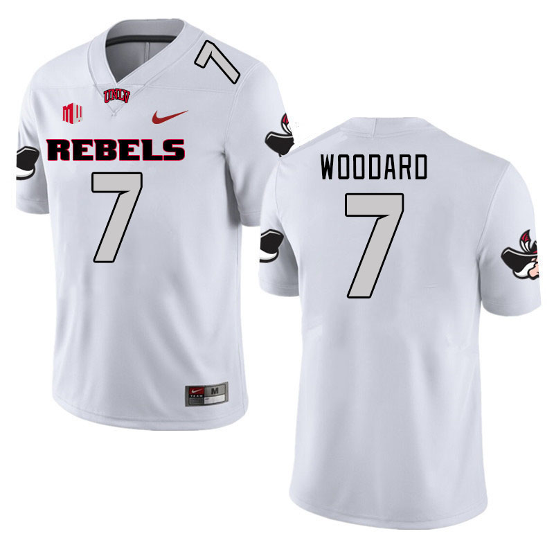 Men #7 Jackson Woodard UNLV Rebels 2023 College Football Jerseys Stitched-White - Click Image to Close